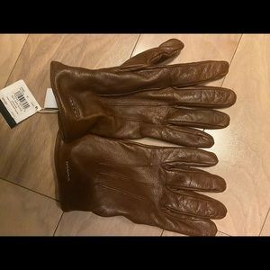 Brown coach leather tech gloves